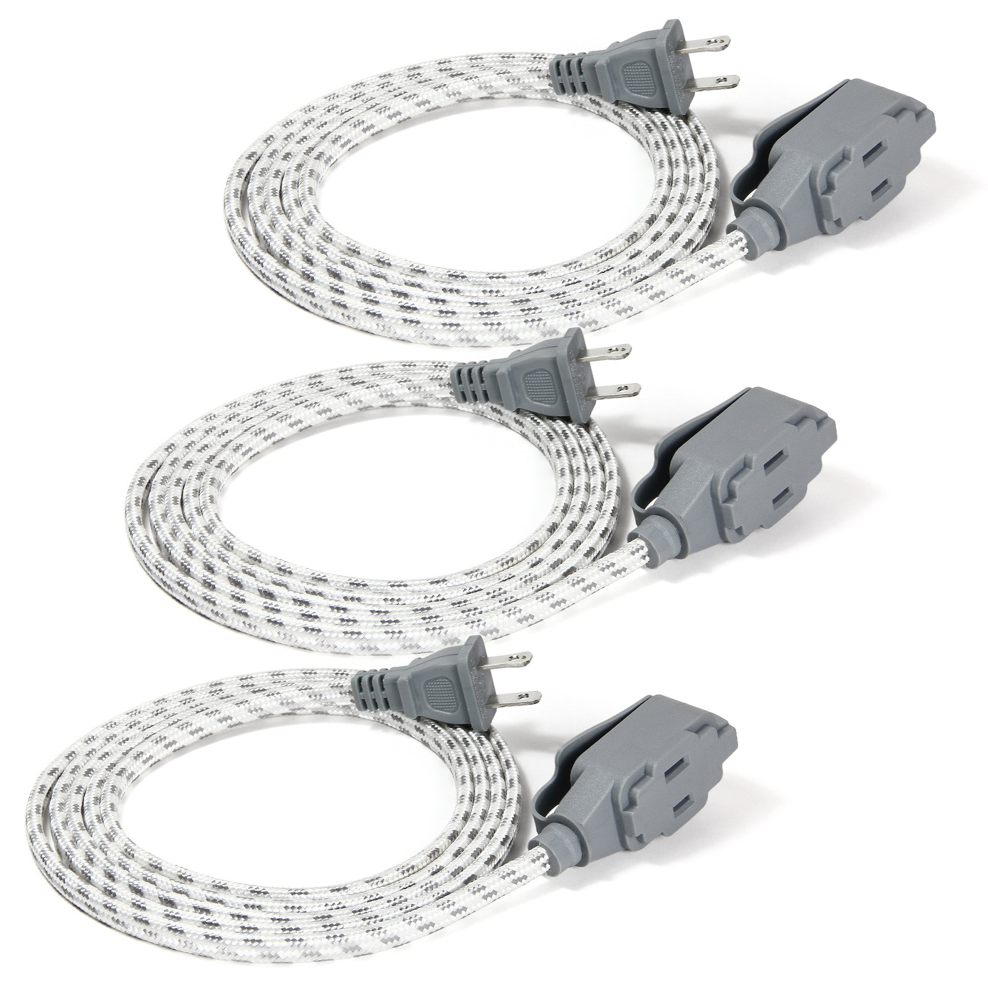 Vision 3 Pack 6 Foot Extension Cords with Three Two Prong Outlets - 24