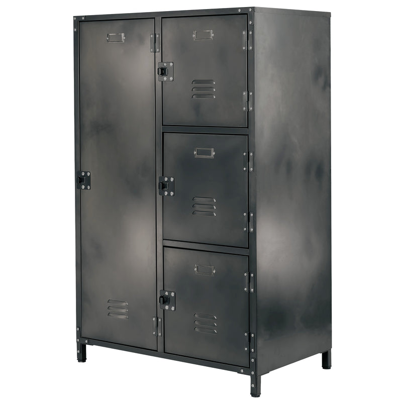 4 Door Steel Wardrobe Locker with Dark Weathered Finish