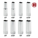 8 Piece 1/2 in. Dr. SAE Deep Socket Set