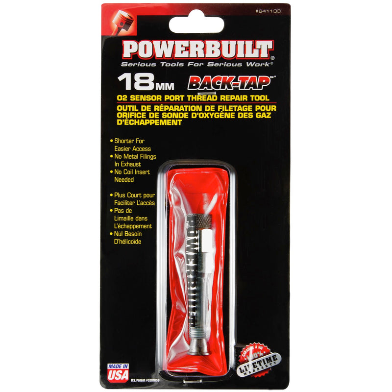 Powerbuilt Back-Tap 18mm Spark Plug O2 Sensor Thread Repair Tool - 641133