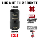 1/2 in. Dr. Double-End Metric 19mm x 21mm Lug Nut Socket