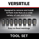 8 Piece 1/2 in. Drive 12 Point Metric Axle Nut Socket Set