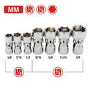 7 Pc. Universal Joint Socket Set - SAE 6 Pt.