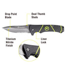 Kibo 8 in. Folding Knife -  Drop Point Serrated Blade