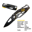 5-1/4 in. Folding Skeleton Knife with Carabiner and Black Blade