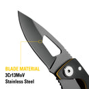 5-1/4 in. Folding Skeleton Knife with Carabiner and Black Blade