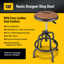 Cat Rustic Designer Shop Stool with Faux-Leather Seat Cushion - 980841ECE