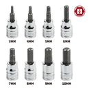 Powerbuilt 8 Piece 3/8 Inch Drive Metric Hex Bit Socket Set - 642405