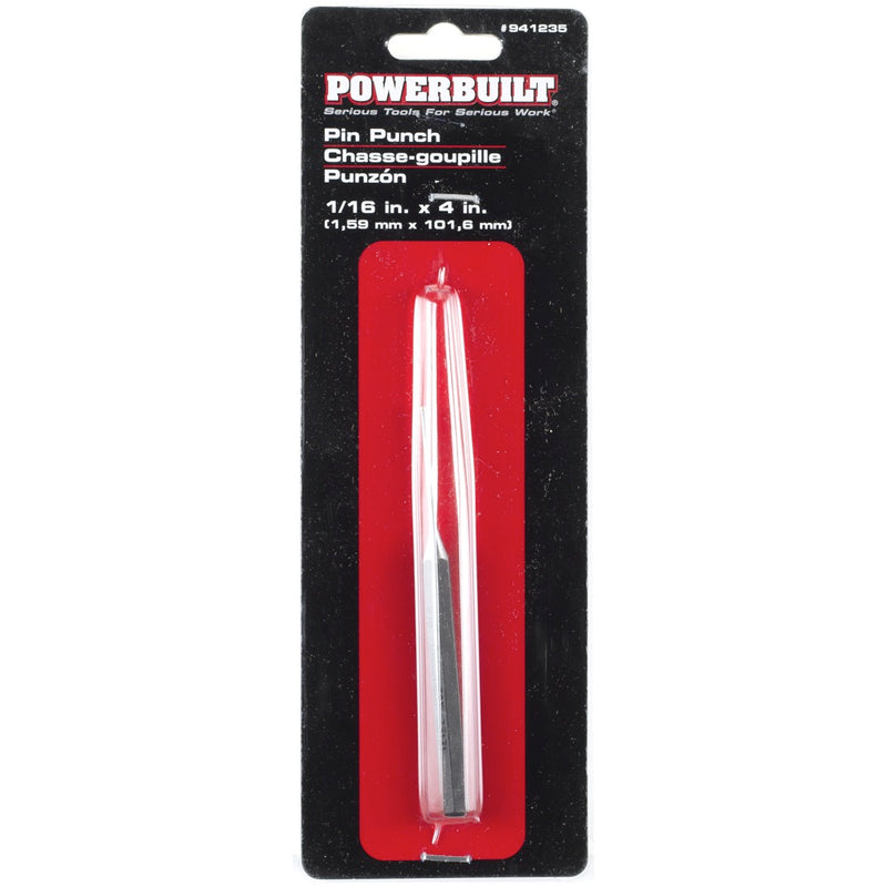 Powerbuilt Pin Punch - 1/16" X 1/4" X 4" - 941235