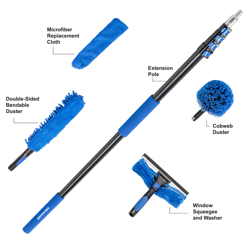Vaughan 5 Piece Home Cleaning Kit with 24 Foot Extension Pole - 050231ECE