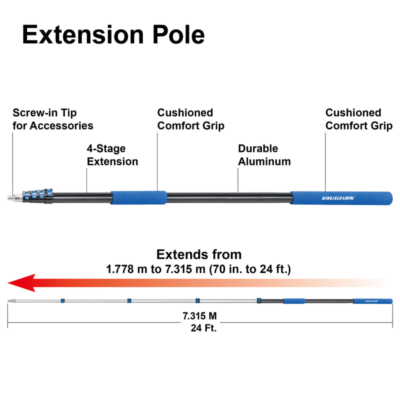 Vaughan 5 Piece Home Cleaning Kit with 24 Foot Extension Pole - 050231ECE