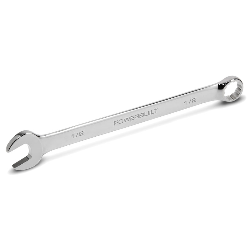 Powerbuilt 1/2 Inch Fully Polished Long Pattern SAE Combination Wrench - 640441