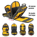 17 in. Pro Tool Backpack 47 Pockets Heavy Duty 1680D Polyester