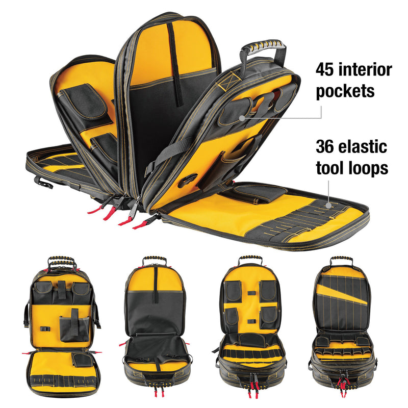 17 in. Pro Tool Backpack 47 Pockets Heavy Duty 1680D Polyester