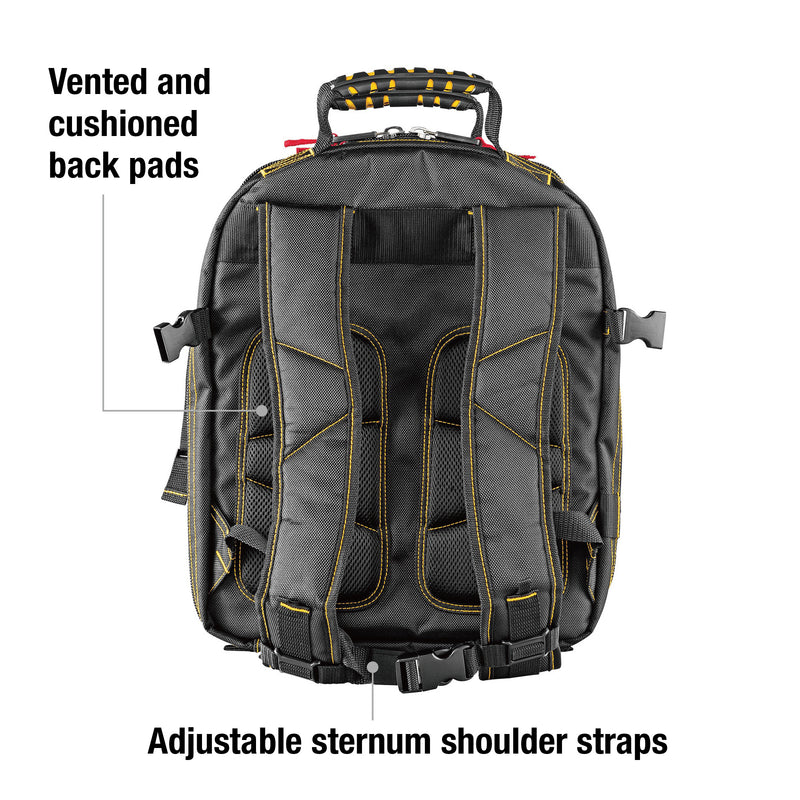 17 in. Pro Tool Backpack 47 Pockets Heavy Duty 1680D Polyester
