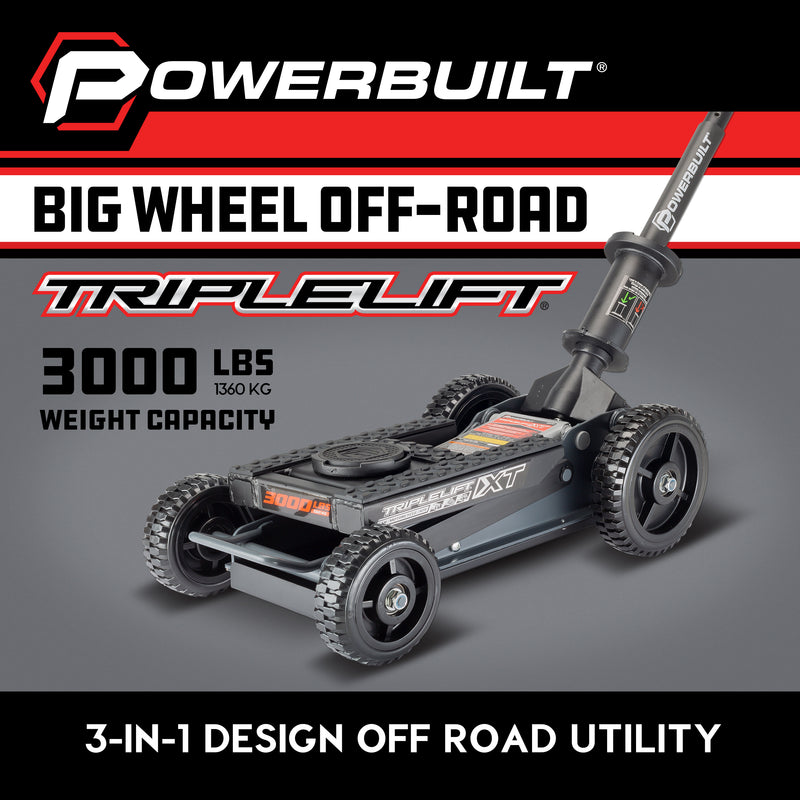 Powerbuilt 3000 Lb (1.5 Ton) Big Wheel Off Road Triple Lift - 620613ECE