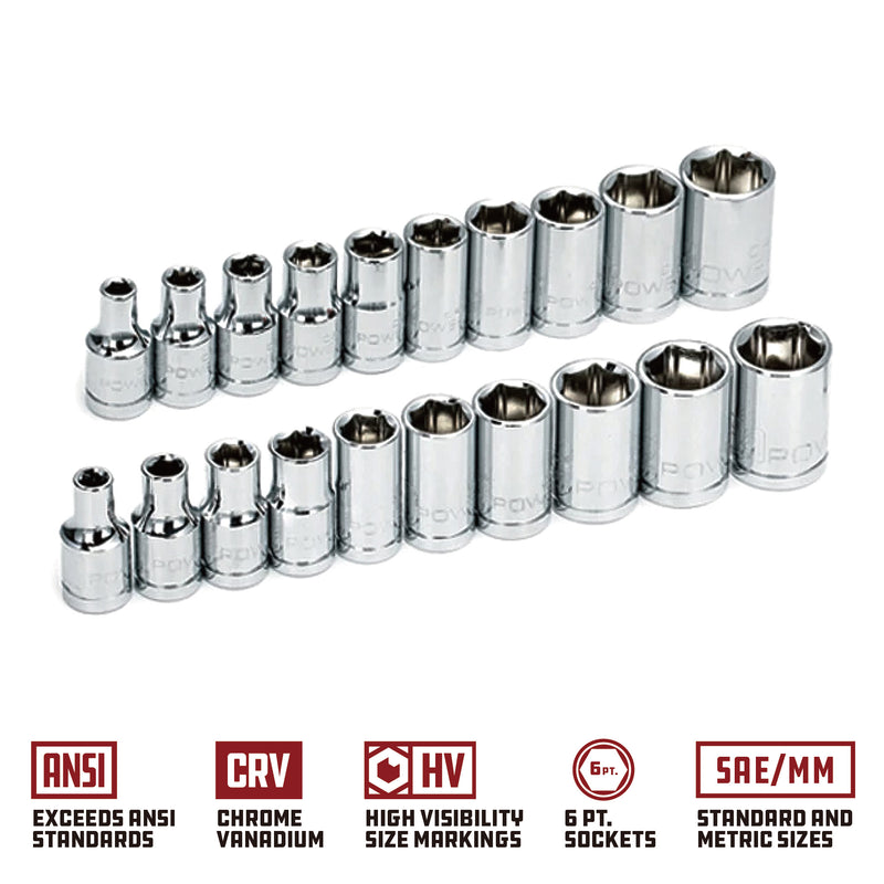 24 Piece 1/4 in. Dr. SAE and Metric Socket Set