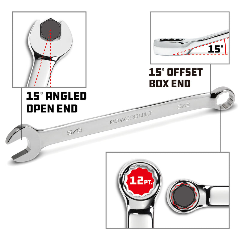 7 Pc. Long Handle SAE Combination Wrench Set