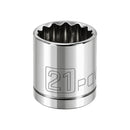 Powerbuilt 3/8 Inch Drive x 21 MM 12 Point Shallow Socket - 641025