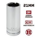 Powerbuilt 3/8 in. Drive x 21mm 6 Point Deep Socket 21 mm - 641220