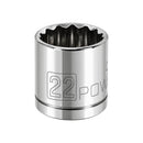 Powerbuilt 3/8 Inch Drive x 22 MM 12 Point Shallow Socket - 641221