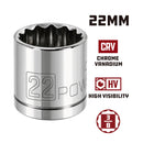 Powerbuilt 3/8 Inch Drive x 22 MM 12 Point Shallow Socket - 641221
