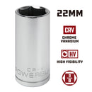 Powerbuilt 3/8 in. Drive x 22mm 6 Point Deep Socket - 641226