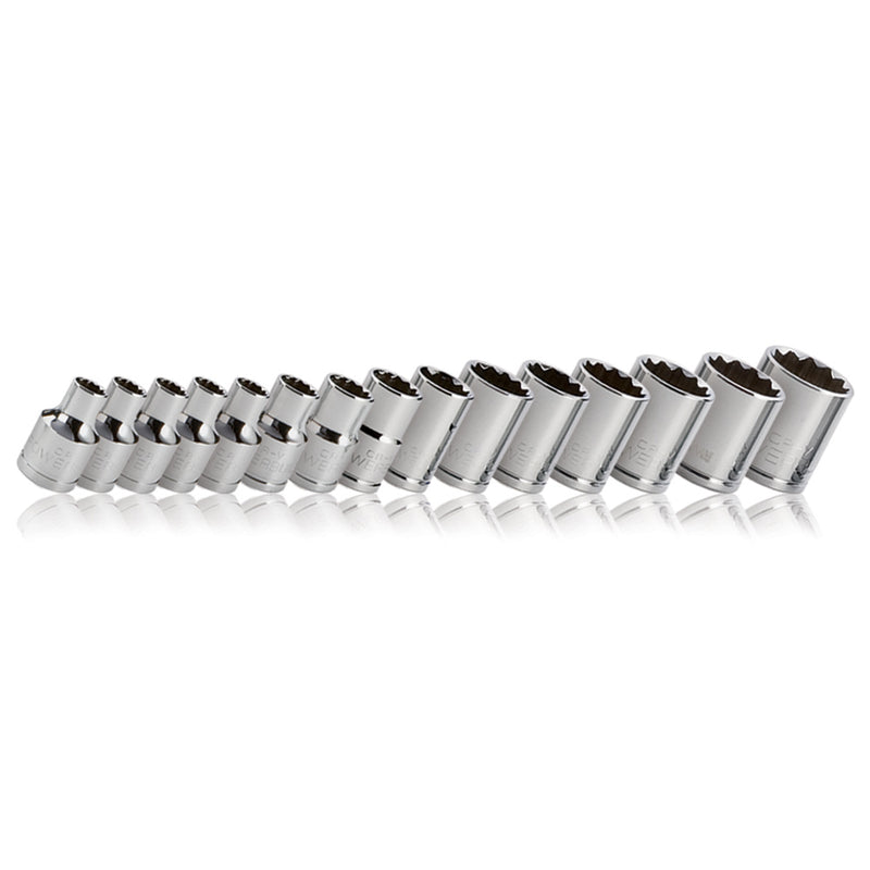 Powerbuilt 15 Piece 1/2-Inch Drive Metric Socket Set, 12 Point, 10mm to 24mm