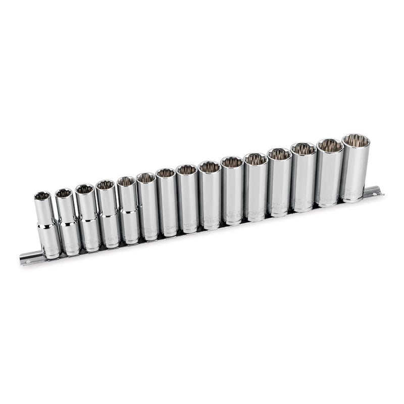 Powerbuilt 15  pc. 1/2" Drive Metric Deep Socket Set   12 Pt. - 641749