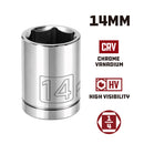 Powerbuilt 1/4 Inch Drive x 14 MM 6 Point Shallow Socket - 641896