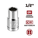 Powerbuilt 1/2 Inch Drive x 1/2 Inch 12 Point Shallow Socket - 642000