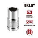 Powerbuilt 1/2 Inch Drive x 9/16 Inch 12 Point Shallow Socket - 642001