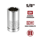 Powerbuilt 1/2 Inch Drive x 5/8 Inch 12 Point Shallow Socket - 642002