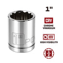 Powerbuilt 1/2 Inch Drive x 1 Inch 12 Point Shallow Socket - 642007