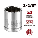 Powerbuilt 1/2 Inch Drive x 1-1/8 Inch 12 Point Shallow Socket - 642009