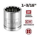 Powerbuilt 1/2 Inch Drive x 1-3/16 Inch 12 Point Shallow Socket - 642010