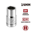 Powerbuilt 1/2 Inch Drive x 14 MM 12 Point Shallow Socket - 642012