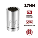 Powerbuilt 1/2 Inch Drive x 17 MM 12 Point Shallow Socket - 642015