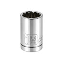 Powerbuilt 1/2 Inch Drive x 18 MM 12 Point Shallow Socket - 642016