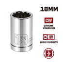 Powerbuilt 1/2 Inch Drive x 18 MM 12 Point Shallow Socket - 642016