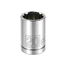 Powerbuilt 1/2 Inch Drive x 20 MM 12 Point Shallow Socket - 642018