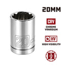 Powerbuilt 1/2 Inch Drive x 20 MM 12 Point Shallow Socket - 642018