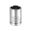 Powerbuilt 1/2 Inch Drive x 21 MM 12 Point Shallow Socket - 642019