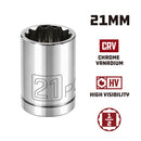 Powerbuilt 1/2 Inch Drive x 21 MM 12 Point Shallow Socket - 642019