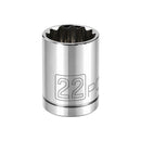 Powerbuilt 1/2 Inch Drive x 22 MM 12 Point Shallow Socket - 642020