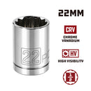 Powerbuilt 1/2 Inch Drive x 22 MM 12 Point Shallow Socket - 642020