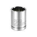 Powerbuilt 1/2 Inch Drive x 23 MM 12 Point Shallow Socket - 642021