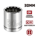Powerbuilt 1/2 Inch Drive x 30 MM 12 Point Shallow Socket - 642024
