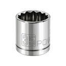Powerbuilt 1/2 Inch Drive x 35 MM 12 Point Shallow Socket - 642027