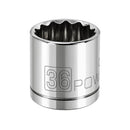 Powerbuilt 1/2 Inch Drive x 36 MM 12 Point Shallow Socket - 642028